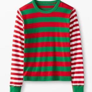 Hanna Andersson Pajama Top 100% Organic Cotton Unisex Kids 12 Christmas Striped
